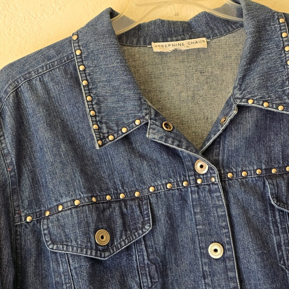 Josephine Chaus Women's Plus Sz Denim Jean Jacket Studded Rodeo 100% Cotton Fall - Picture 3 of 12